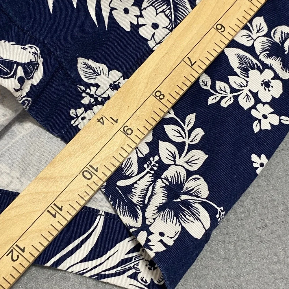 Polo Ralph Lauren Men Relaxed Fit Navy Aloha Bear Pineapple Print Shorts Size 42